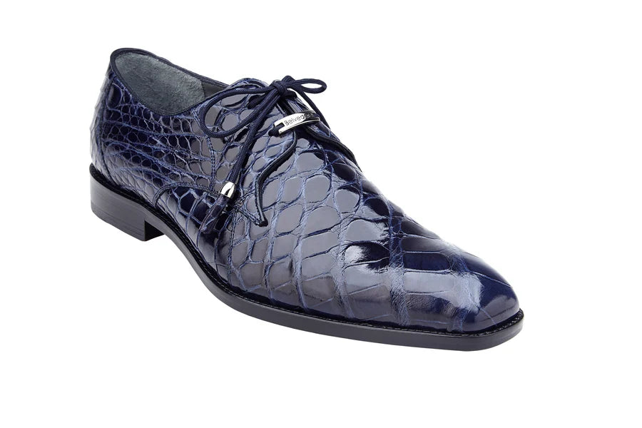 Lago Navy Plain Toe Lace-Up