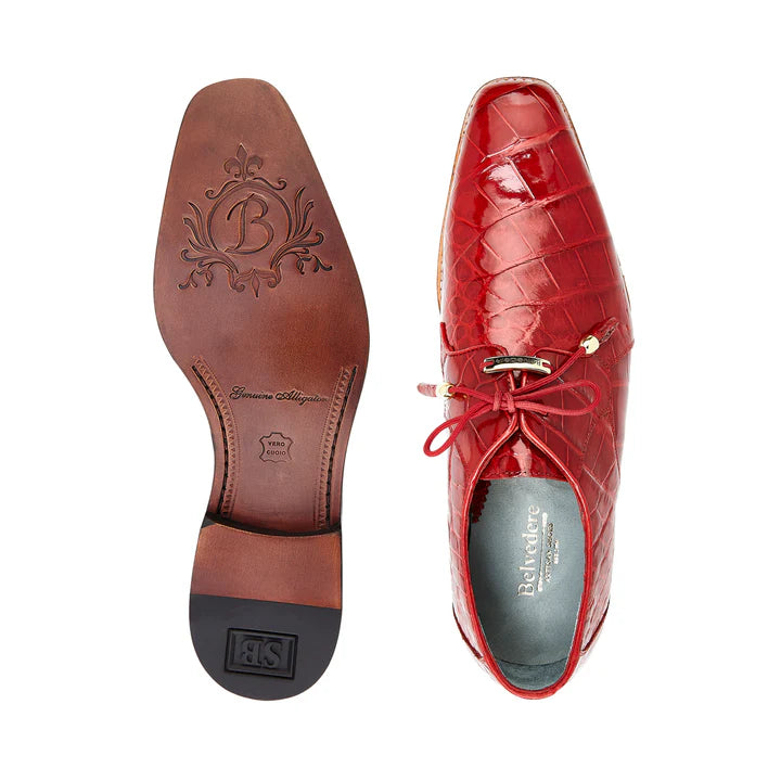Lago Red Plain Toe Lace-Up