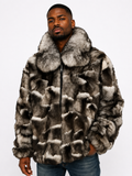Winter Fur Men's Fox Bomber Jacket with Full-Skin Fox Collar