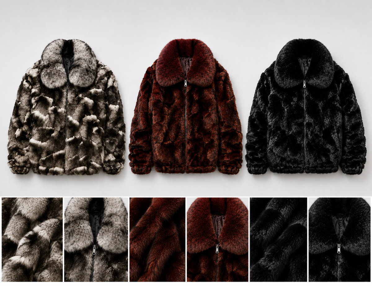 Winter Fur Men's Fox Bomber Jacket with Full-Skin Fox Collar