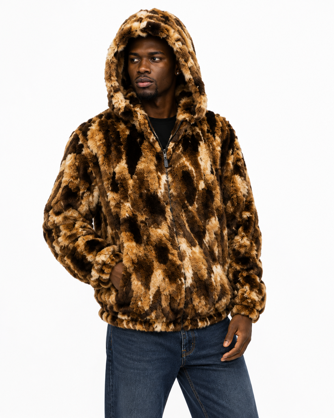 Winter Fur Men's Fox Bomber with Hood
