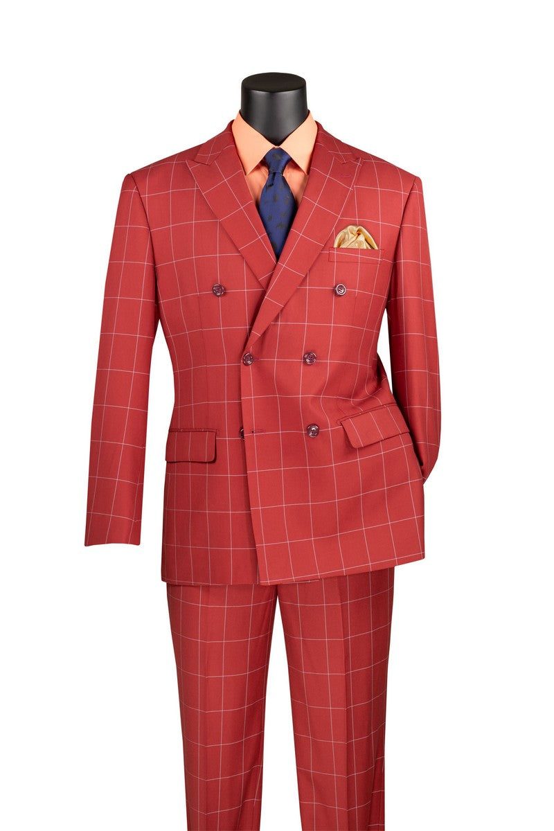 Vinci Philosophy Modern Fit Double Breasted Windowpane Suit