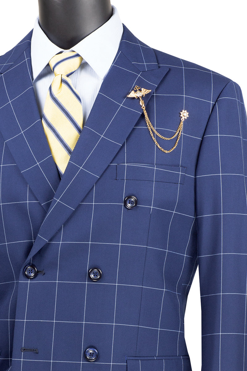 Vinci Philosophy Modern Fit Double Breasted Windowpane Suit