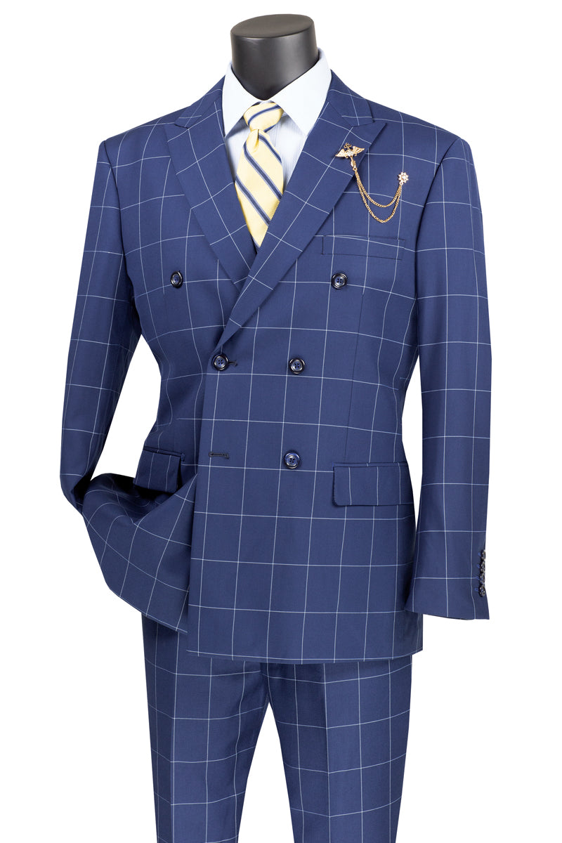 Vinci Philosophy Modern Fit Double Breasted Windowpane Suit
