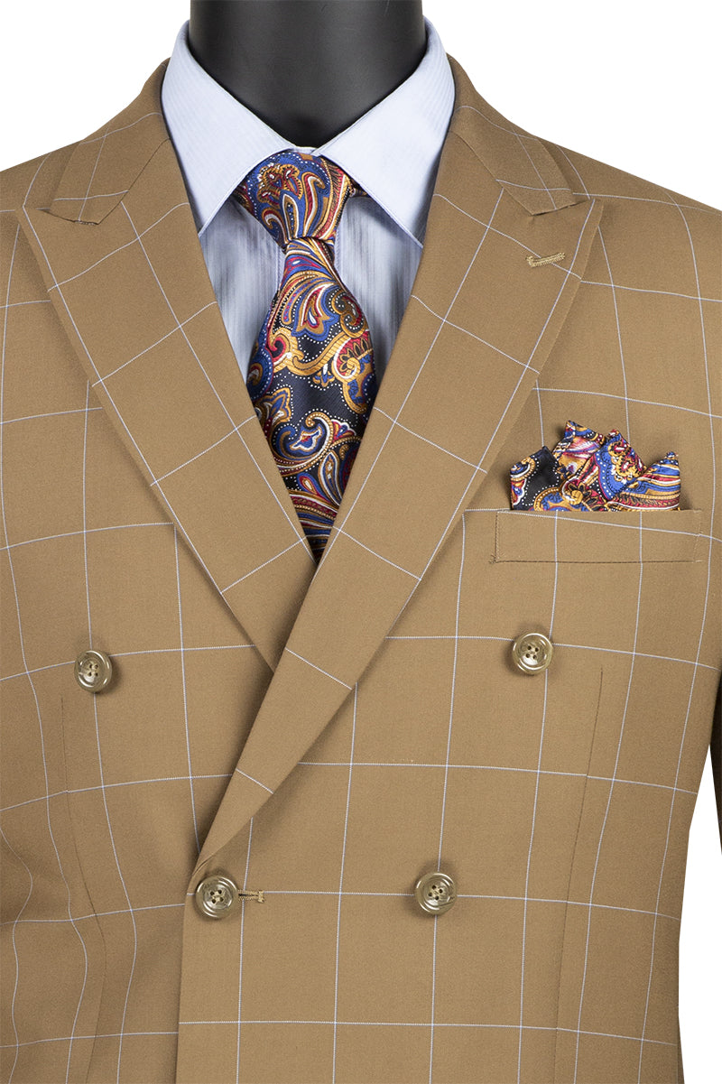 Vinci Philosophy Modern Fit Double Breasted Windowpane Suit