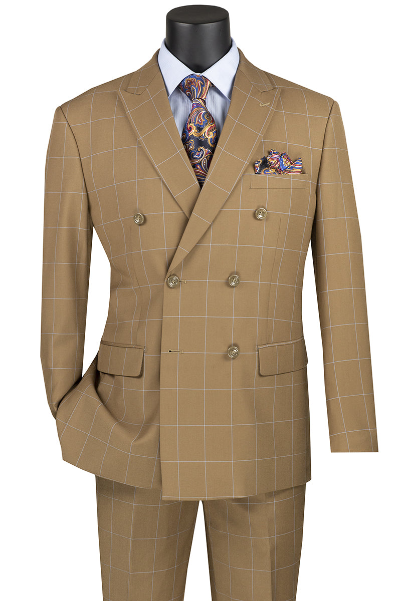 Vinci Philosophy Modern Fit Double Breasted Windowpane Suit