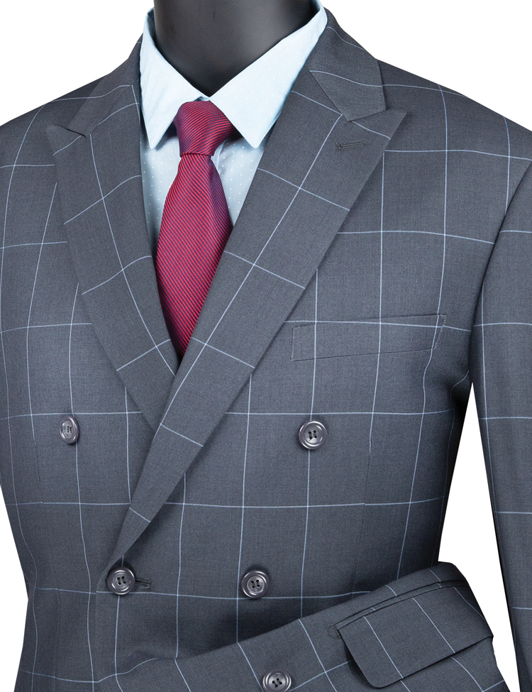 Vinci Philosophy Modern Fit Double Breasted Windowpane Suit