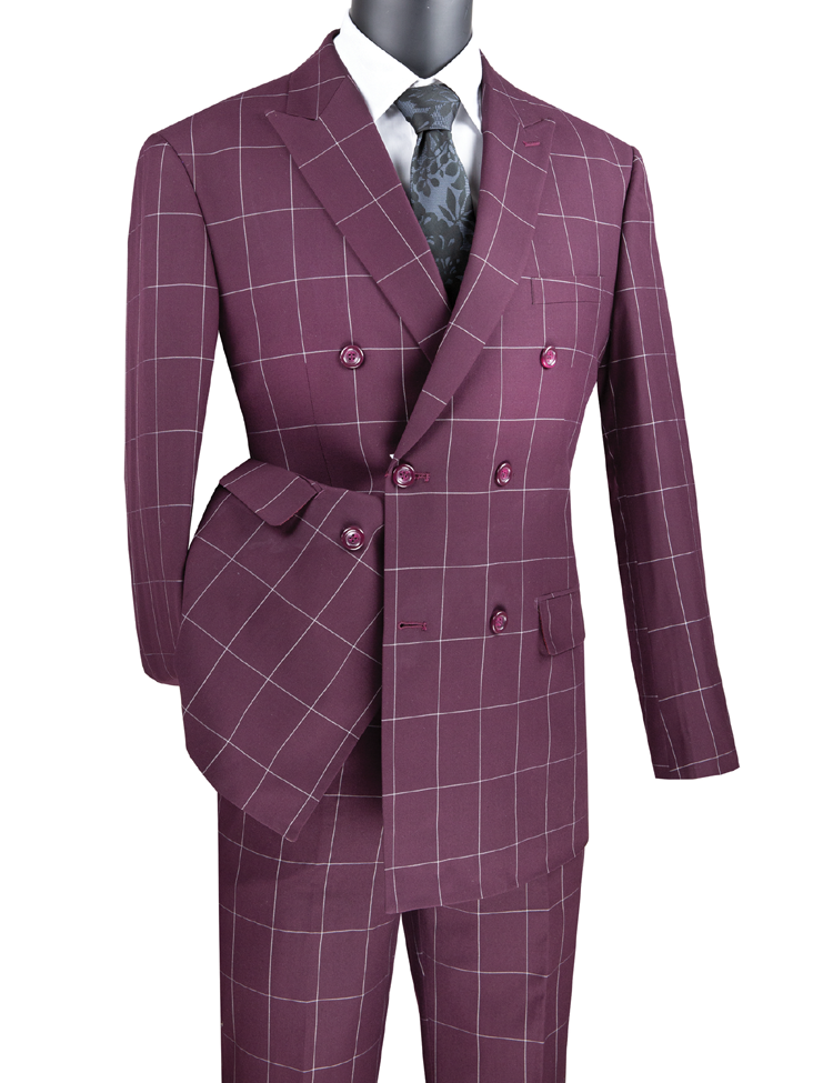 Vinci Philosophy Modern Fit Double Breasted Windowpane Suit