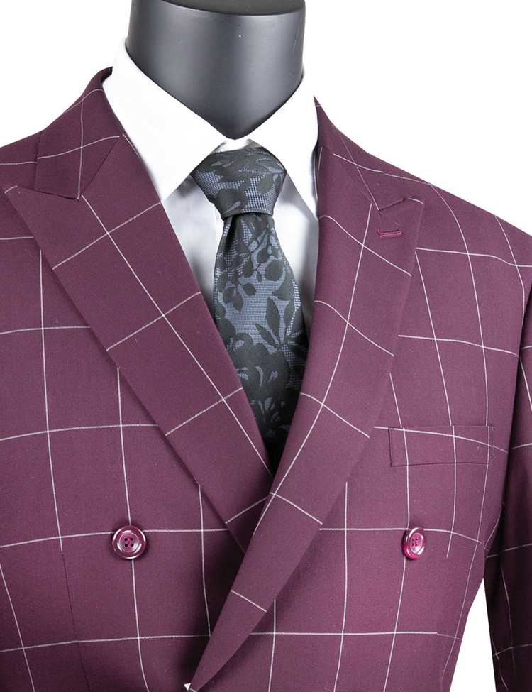 Vinci Philosophy Modern Fit Double Breasted Windowpane Suit