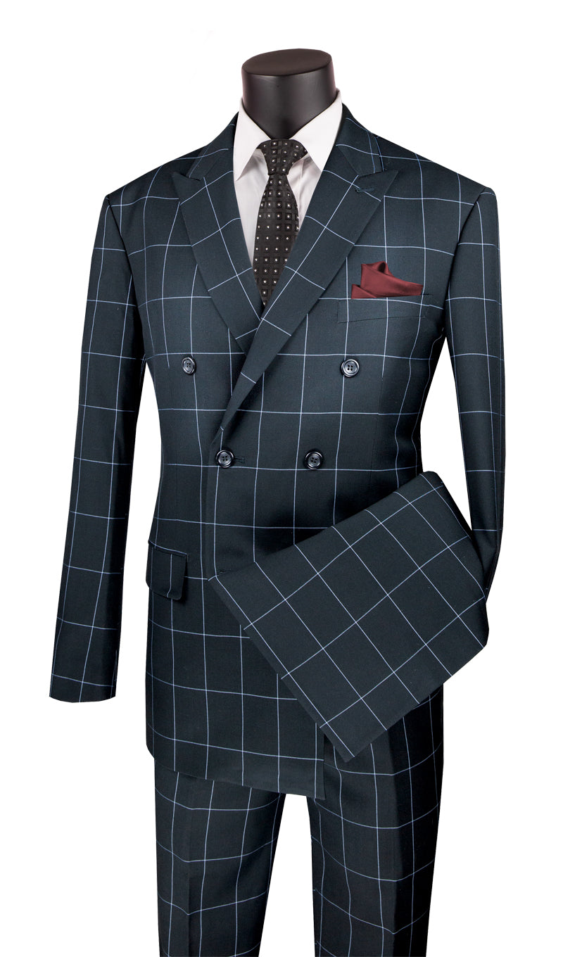 Vinci Philosophy Modern Fit Double Breasted Windowpane Suit