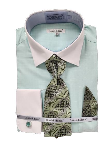 Daniel Ellissa Men's Blue Dress Shirt & Tie Set