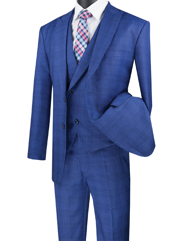 Vinci Philosophy Modern Fit 3-Piece Glen Plaid Suit