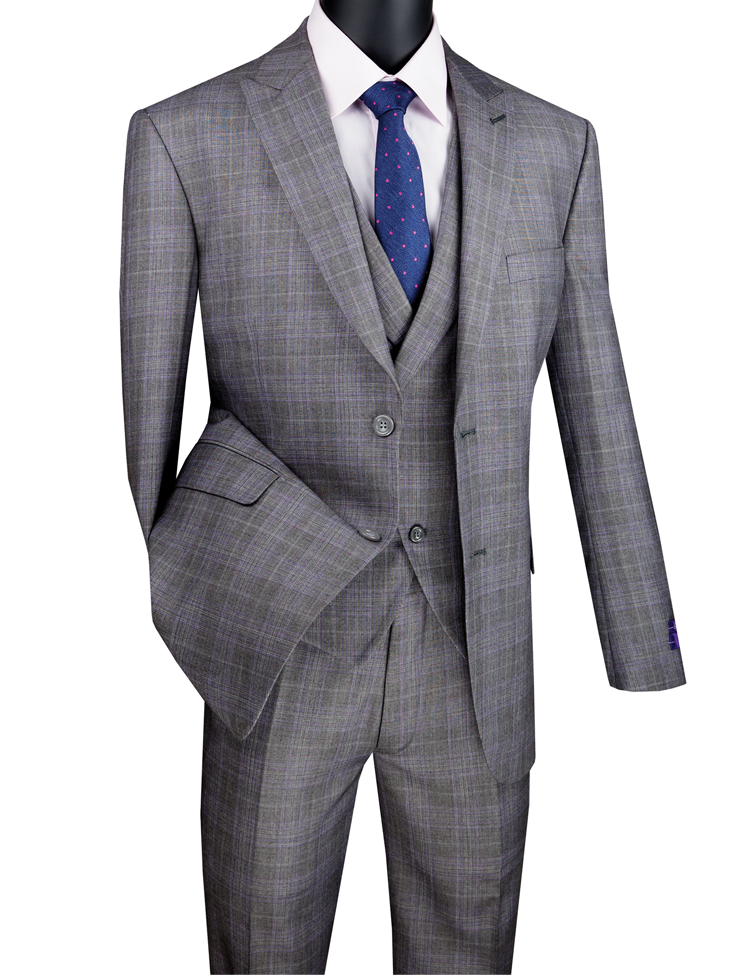 Vinci Philosophy Modern Fit 3-Piece Glen Plaid Suit