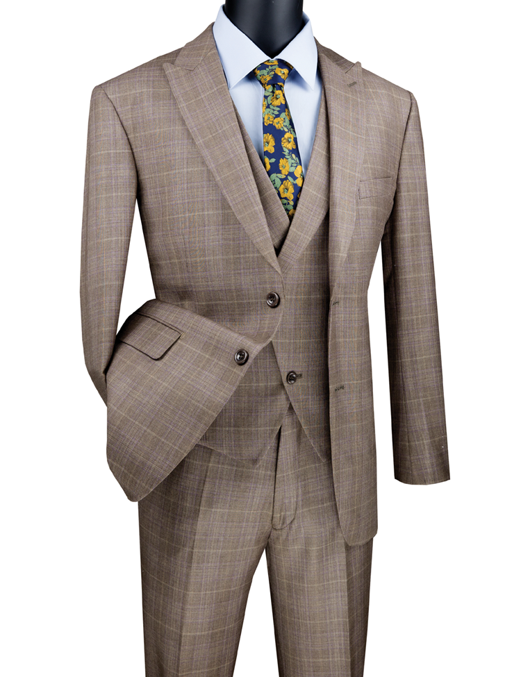 Vinci Philosophy Modern Fit 3-Piece Glen Plaid Suit