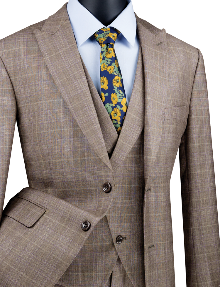 Vinci Philosophy Modern Fit 3-Piece Glen Plaid Suit
