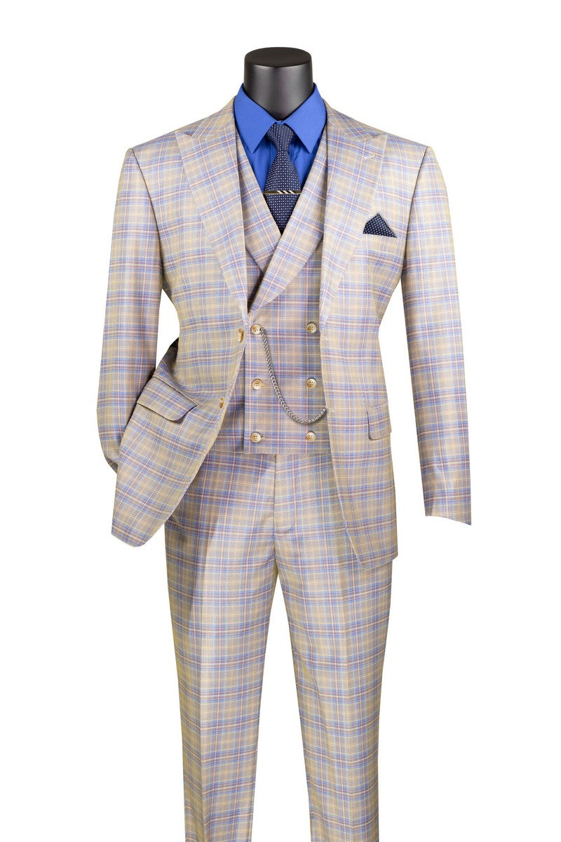 Vinci Philosophy Modern Fit 3-Piece Windowpane Suit
