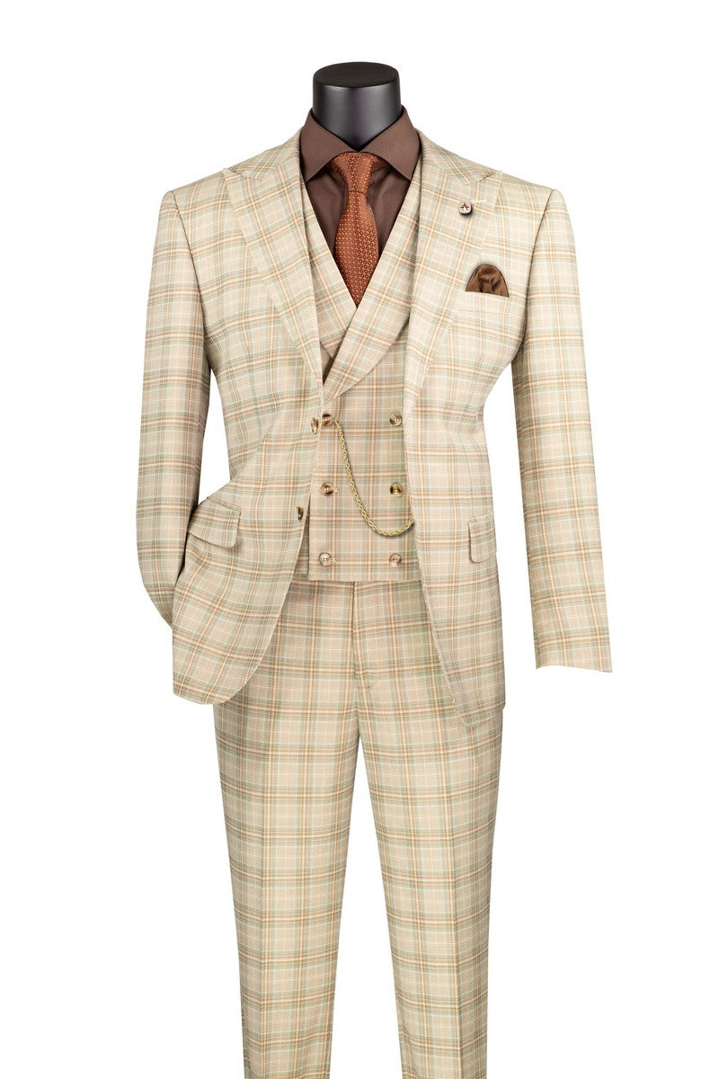 Vinci Philosophy Modern Fit 3-Piece Windowpane Suit