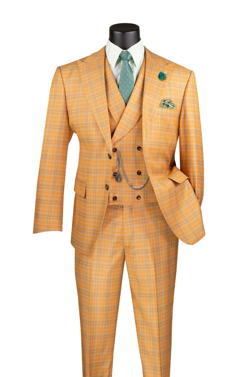 Vinci Philosophy Modern Fit 3-Piece Windowpane Suit
