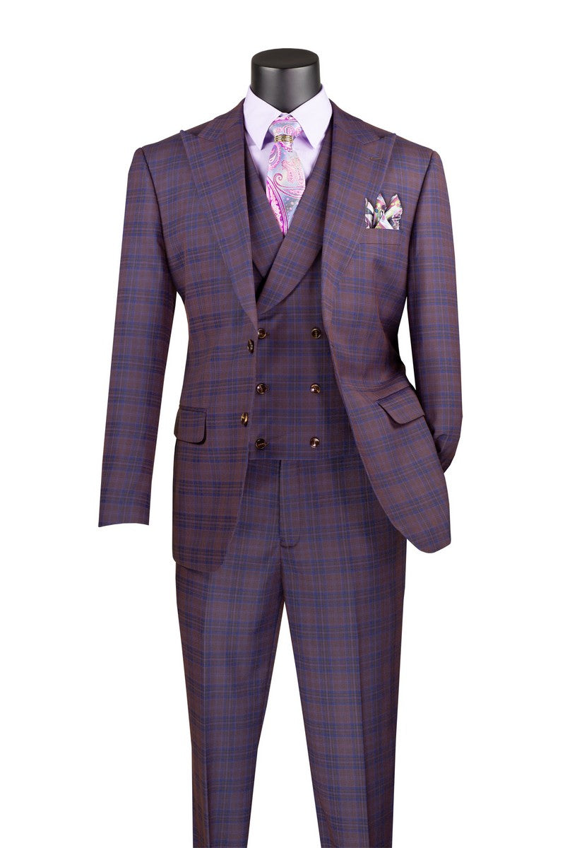 Vinci Philosophy Modern Fit 3-Piece Windowpane Suit
