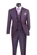 Vinci Philosophy Modern Fit 3-Piece Windowpane Suit