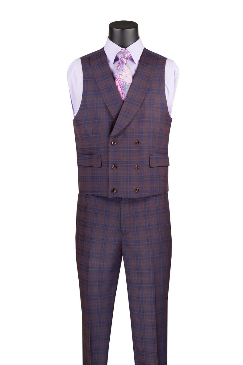 Vinci Philosophy Modern Fit 3-Piece Windowpane Suit