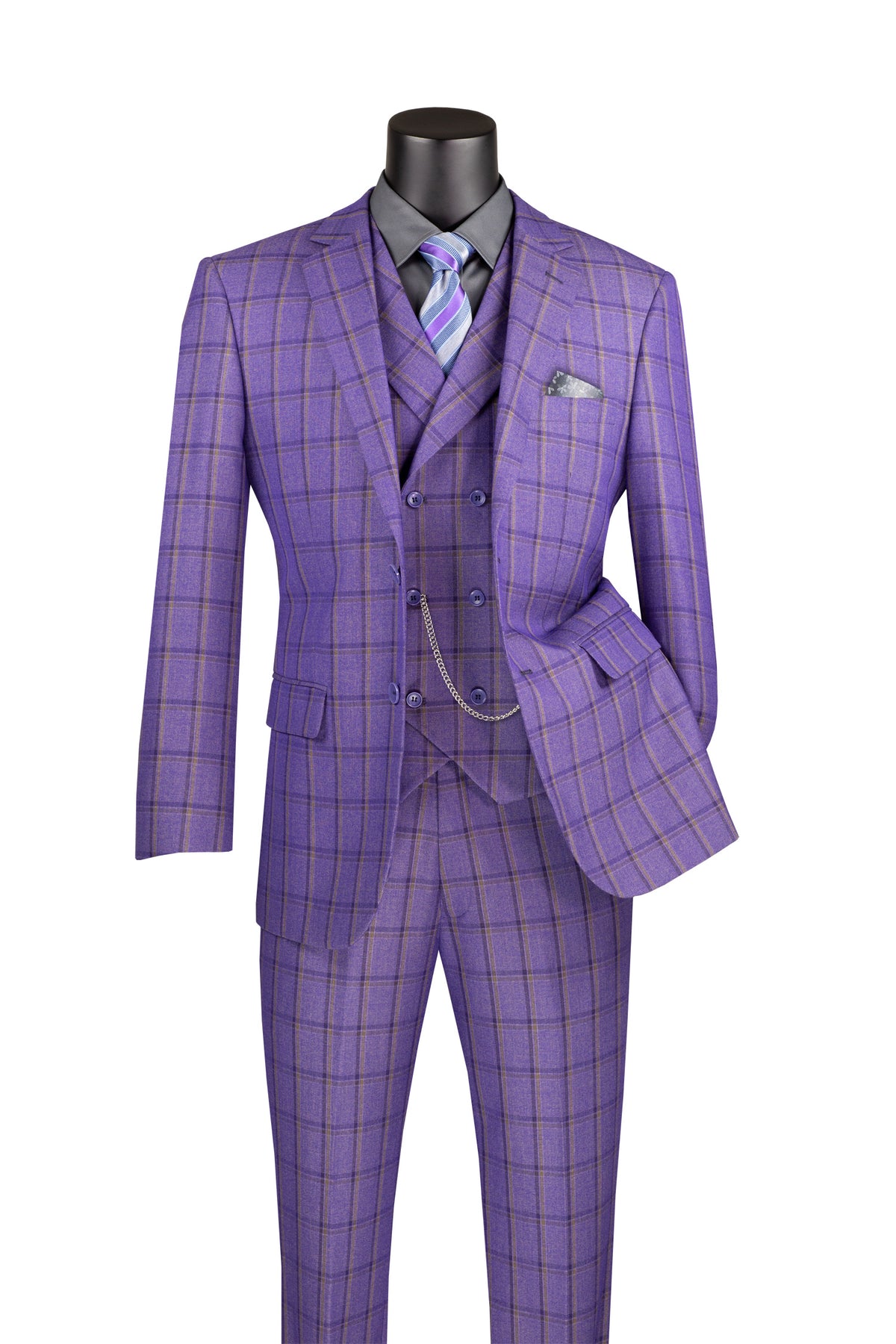 Vinci Philosophy Modern Fit 3-Piece Glen Windowpane
