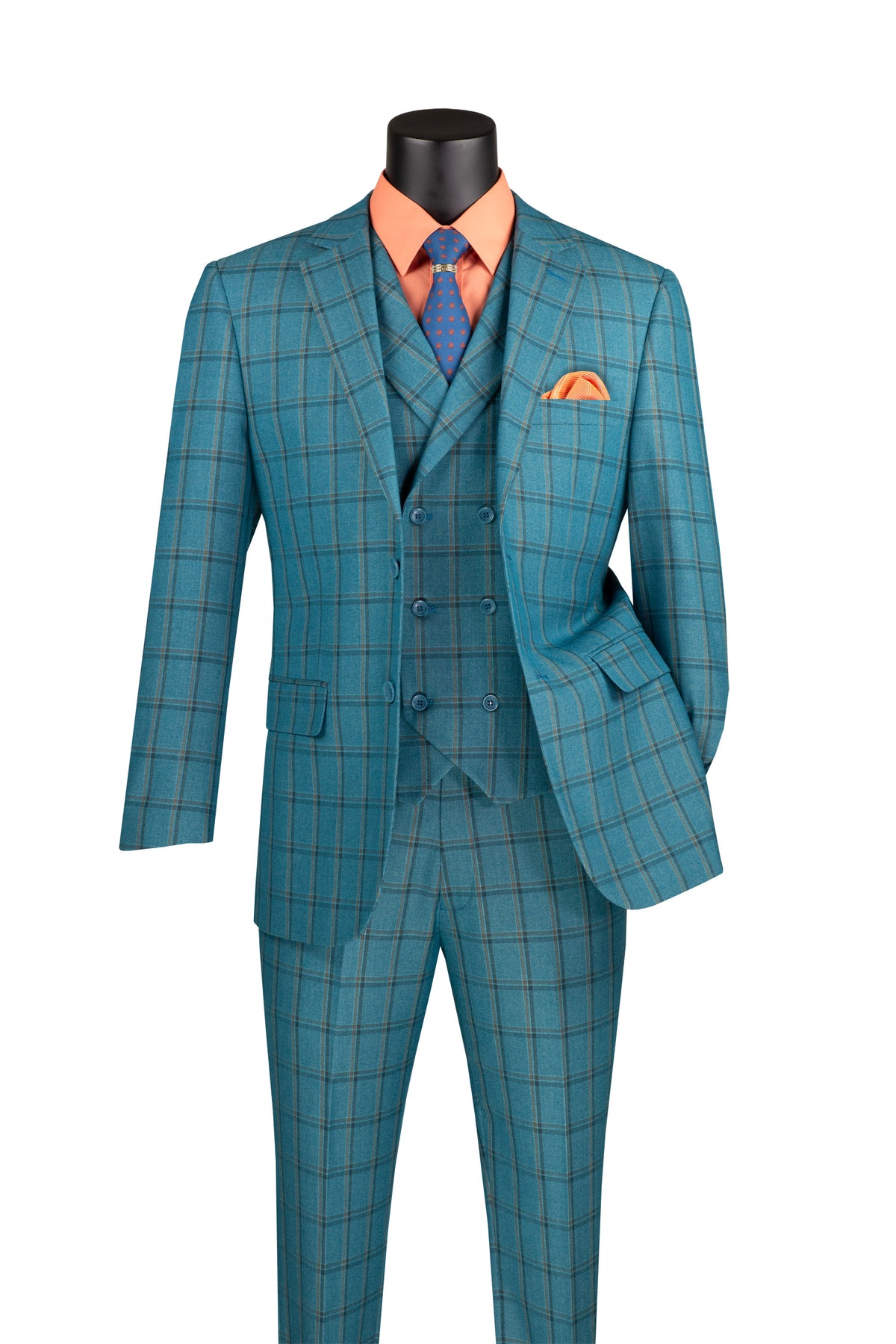 Vinci Philosophy Modern Fit 3-Piece Glen Windowpane