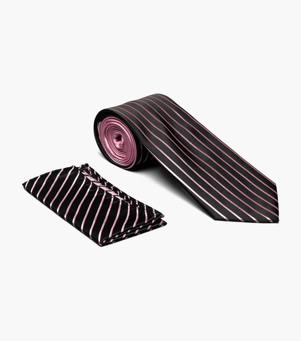 Stacy Adams Formal Pink Men's Tie & Hanky Set