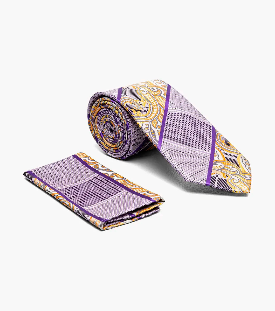 Stacy Adams Leonel Purple Men's Tie & Hanky Set