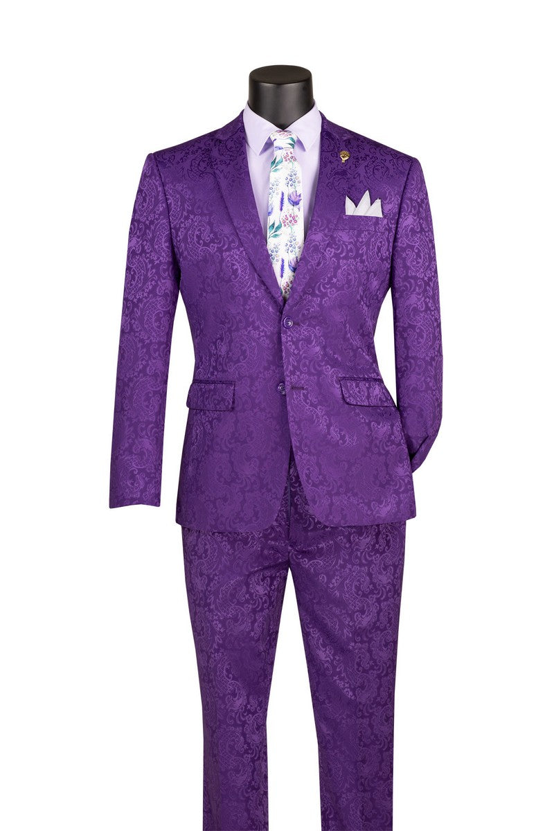 Vinci Philosophy Slim Fit Textured Fancy Pattern 2-Piece Suit