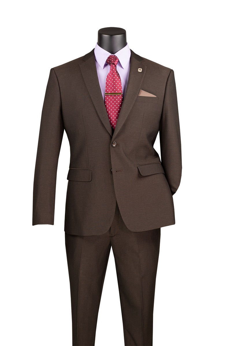 Vinci Philosophy Slim Fit Texture Weaved Stretch Fabric 2-Piece Suit