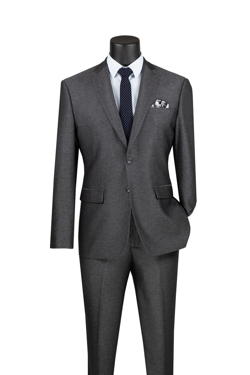 Vinci Philosophy Slim Fit Texture Weaved Stretch Fabric 2-Piece Suit