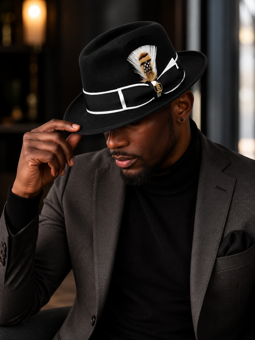 Bruno Capelo Saverio Fedora Hat – Black/White