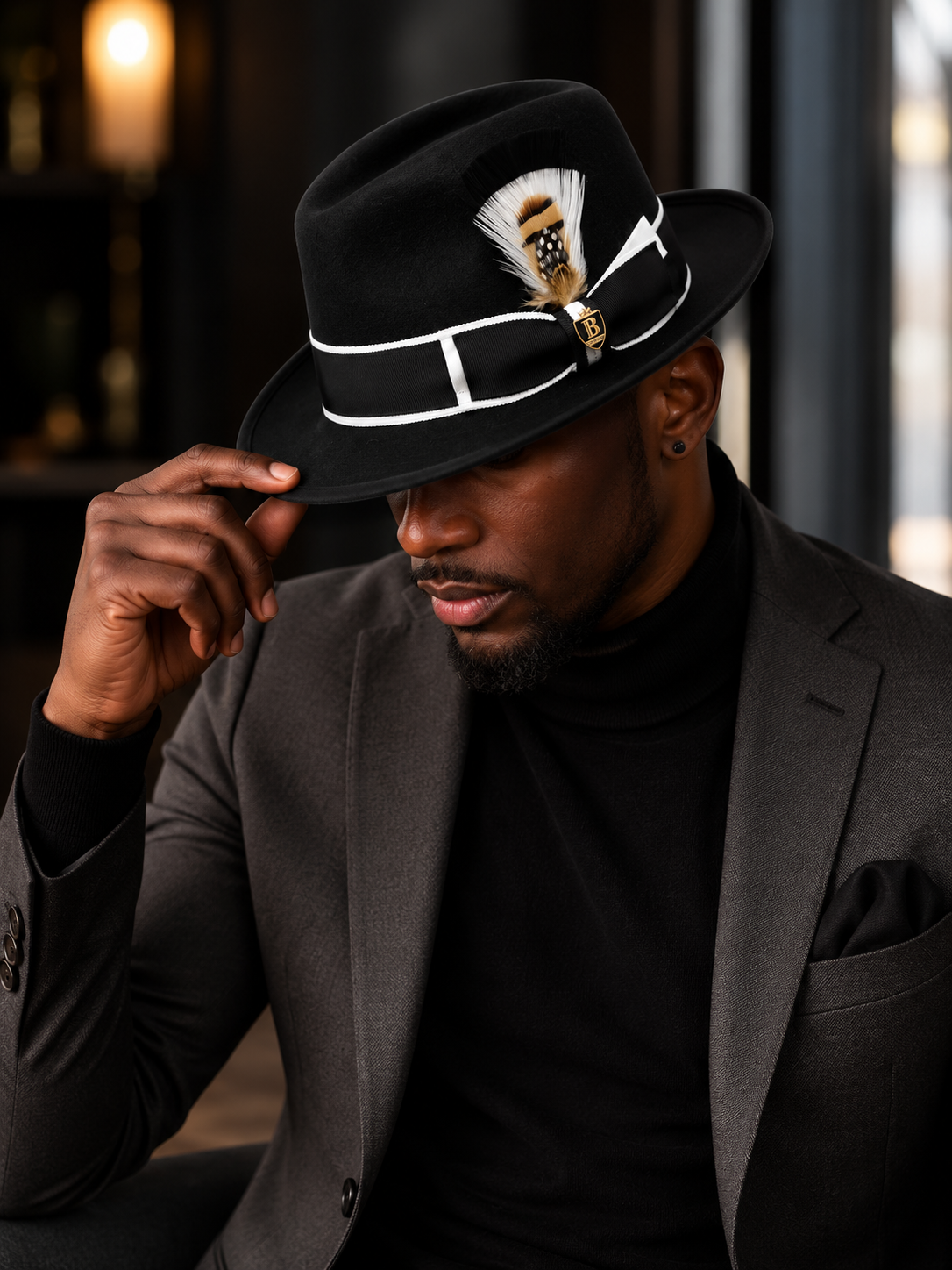 Bruno Capelo Saverio Fedora Hat – Black/White