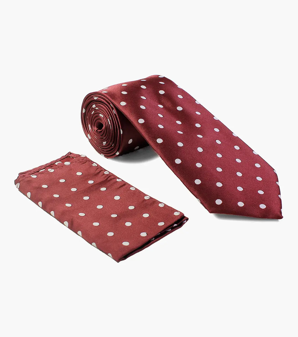 Stacy Adams Homer Tie & Hanky Set - Burgundy