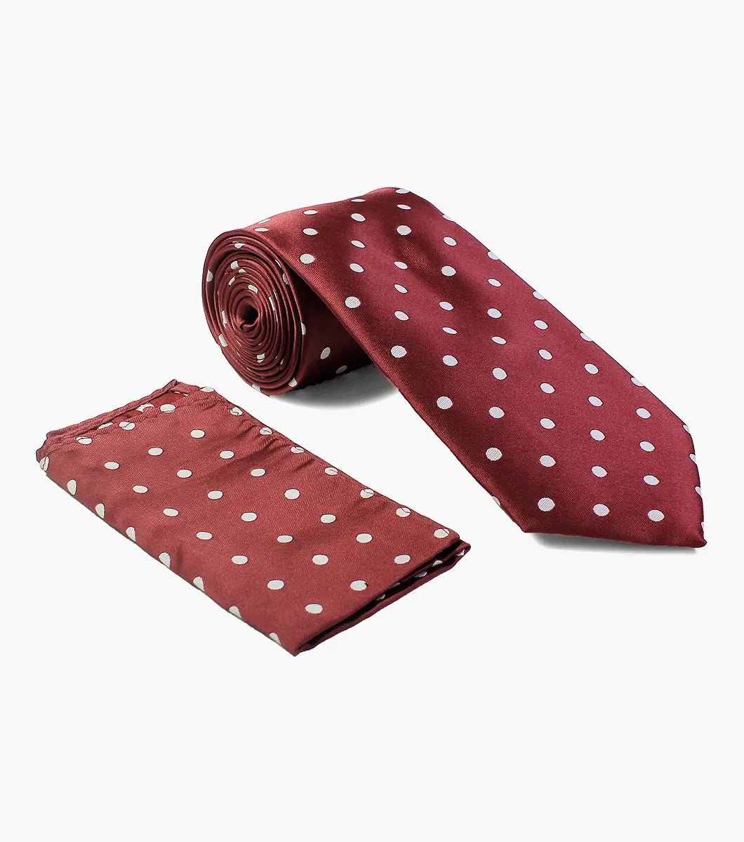 Stacy Adams Homer Tie & Hanky Set - Burgundy