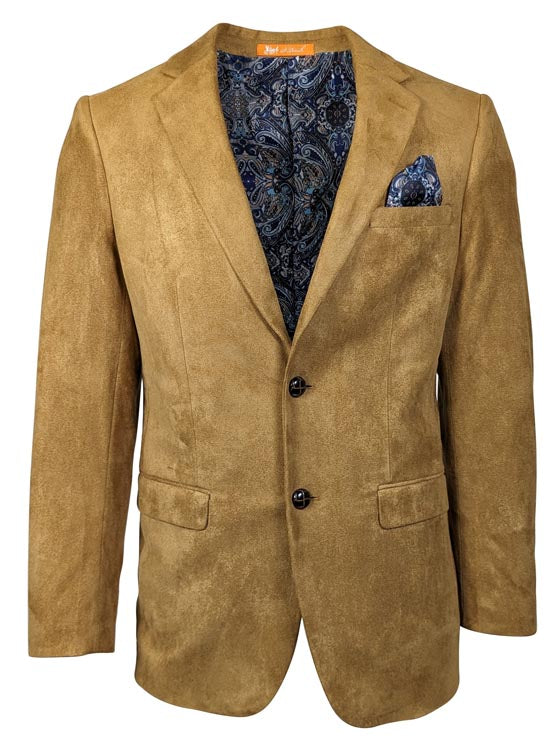 St. Patrick SPAT Men's Velvet Patch Blazer in Camel with paisley lining and pocket square