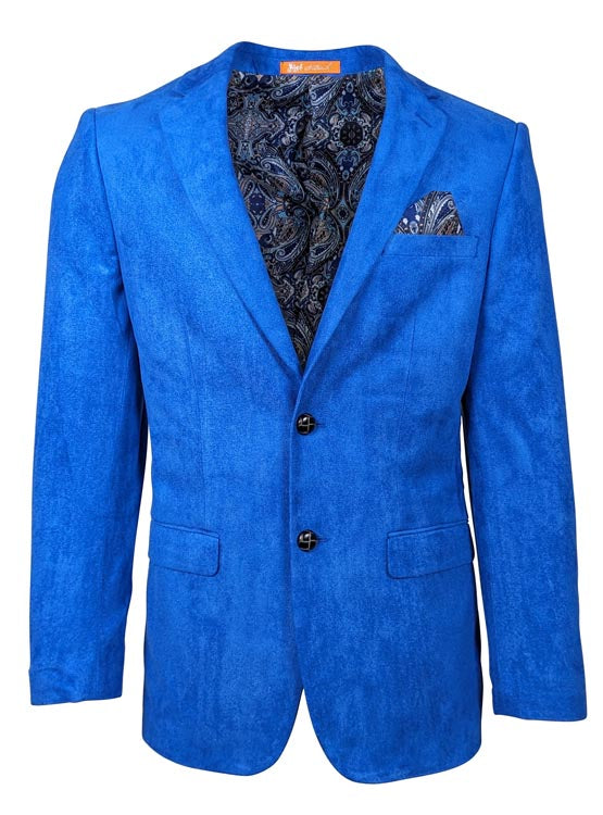 St. Patrick SPAT Men's Velvet Patch Blazer in Denim (royal blue) with paisley lining and pocket square