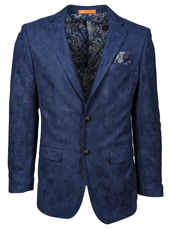 St. Patrick SPAT Men's Velvet Patch Blazer in Navy with paisley lining and pocket square