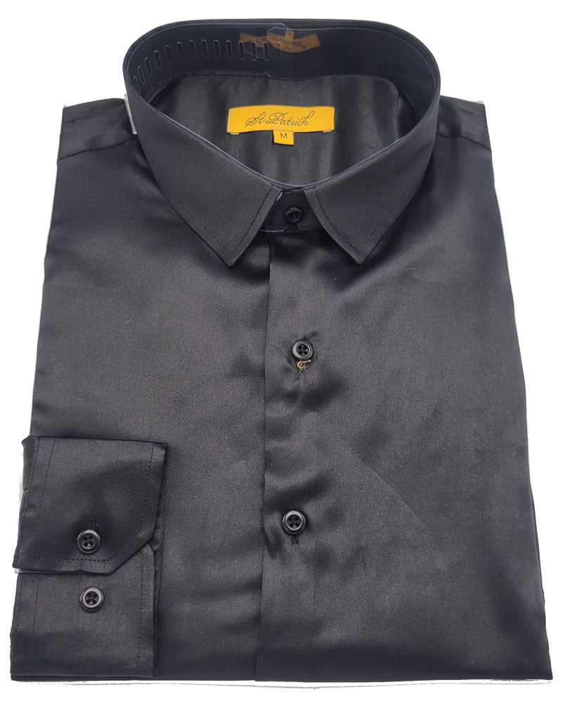 St. Patrick Satin Slim Fit Long Sleeve Dress Shirt