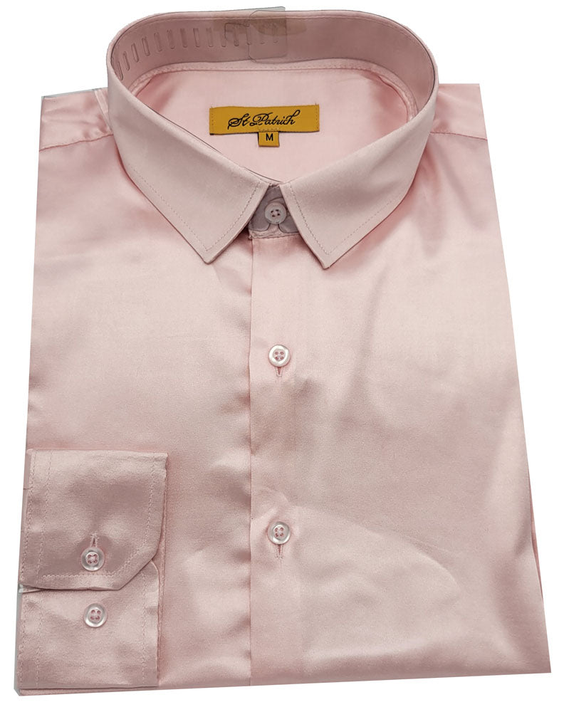 St. Patrick Satin Slim Fit Long Sleeve Dress Shirt