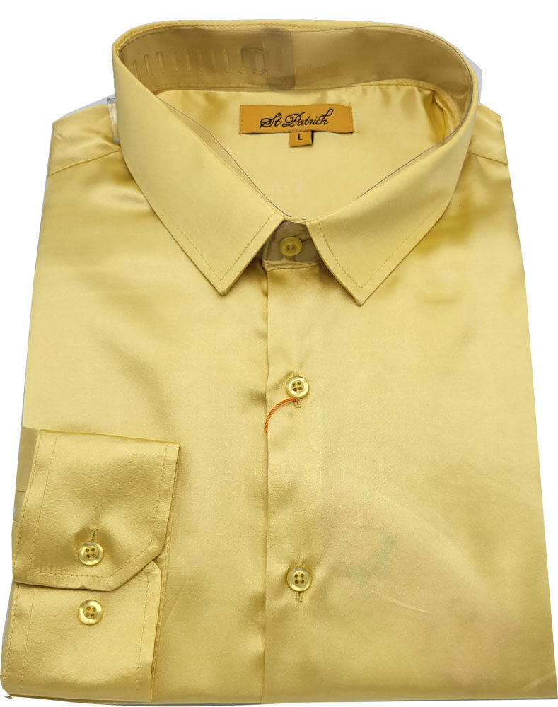 St. Patrick Satin Slim Fit Long Sleeve Dress Shirt