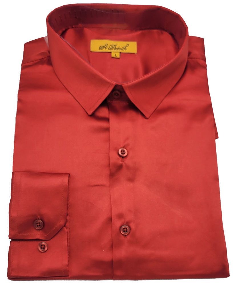 St. Patrick Satin Slim Fit Long Sleeve Dress Shirt