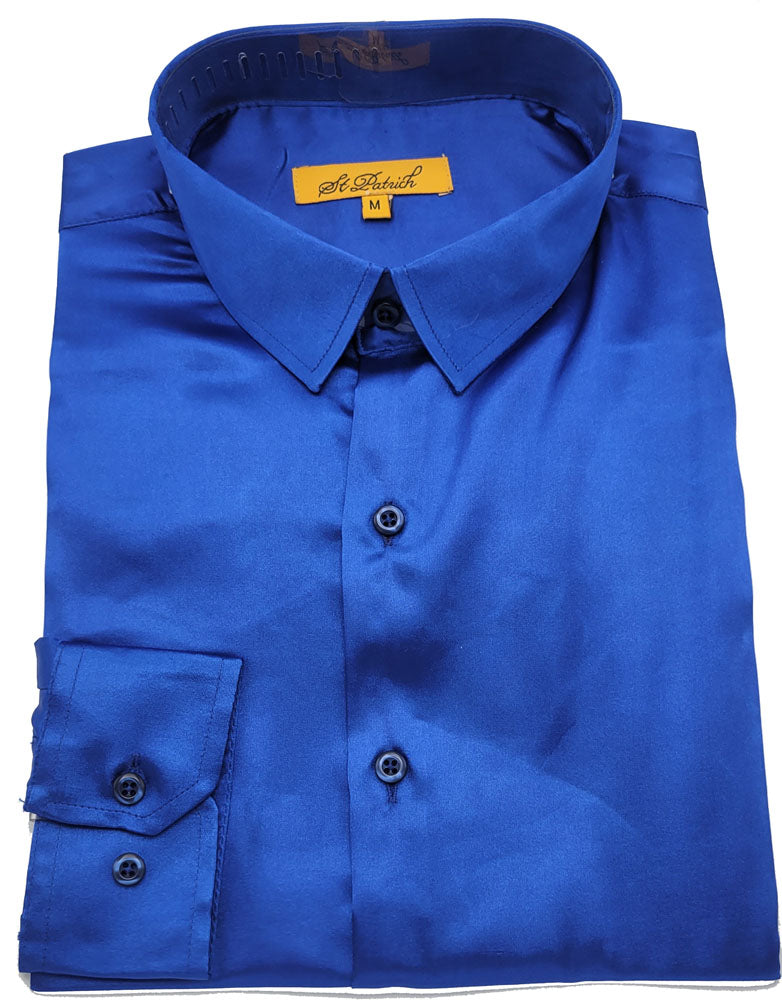 St. Patrick Satin Slim Fit Long Sleeve Dress Shirt