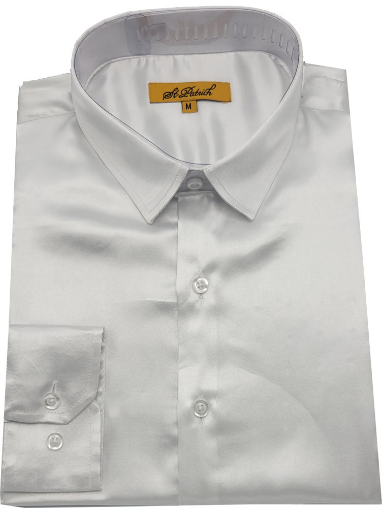 St. Patrick Satin Slim Fit Long Sleeve Dress Shirt