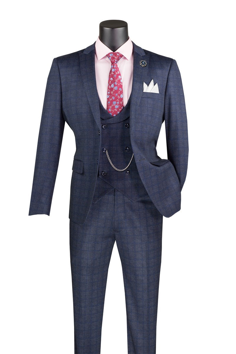 Vinci Philosophy Slim Fit 3-Piece Lapel Vest Suit