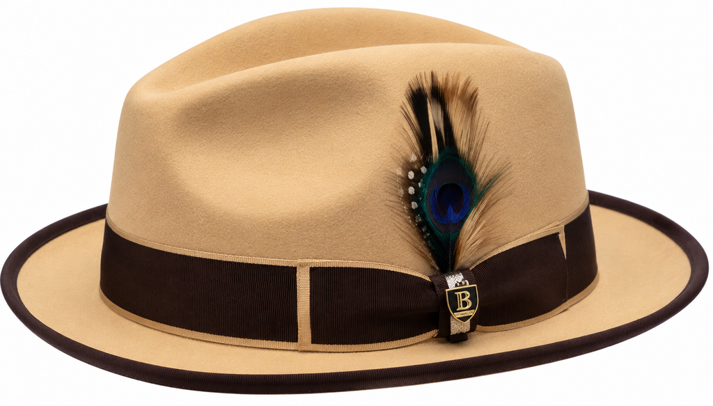 Bruno Capelo Saverio Fedora Hat – Tan/Dark Brown