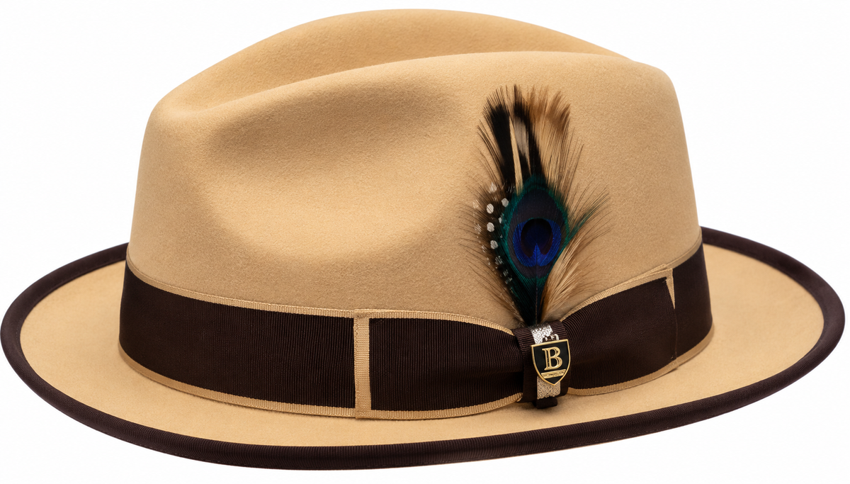 Bruno Capelo Saverio Fedora Hat – Tan/Dark Brown