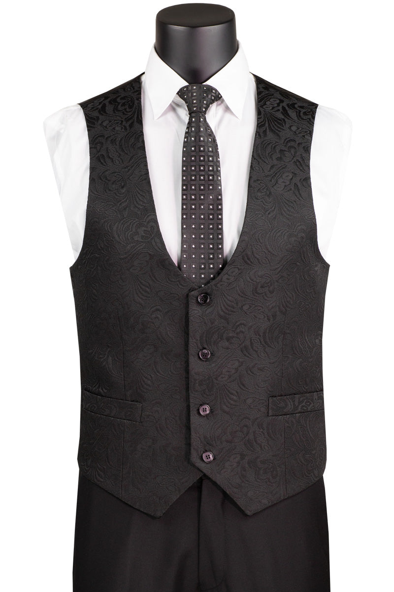 Vinci Philosophy Slim Fit 3-Piece Vested Jacquard Tuxedo