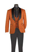 Vinci Philosophy Slim Fit 3-Piece Vested Jacquard Tuxedo